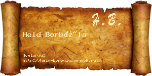 Heid Borbála névjegykártya